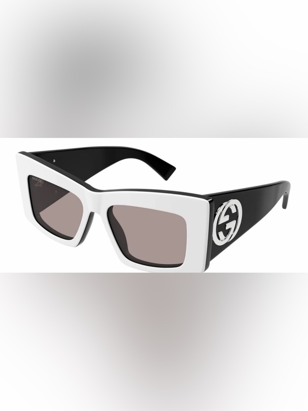 Gucci GG 1842S-006 WHITE/BLACK WITH BROWN GRADIENT LENSES 53-17-140 SUNGLASSES